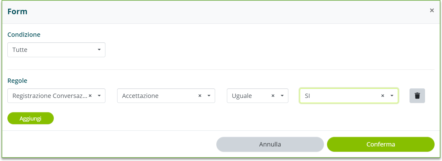 Targetizzazione per form con le condizioni del form collegato