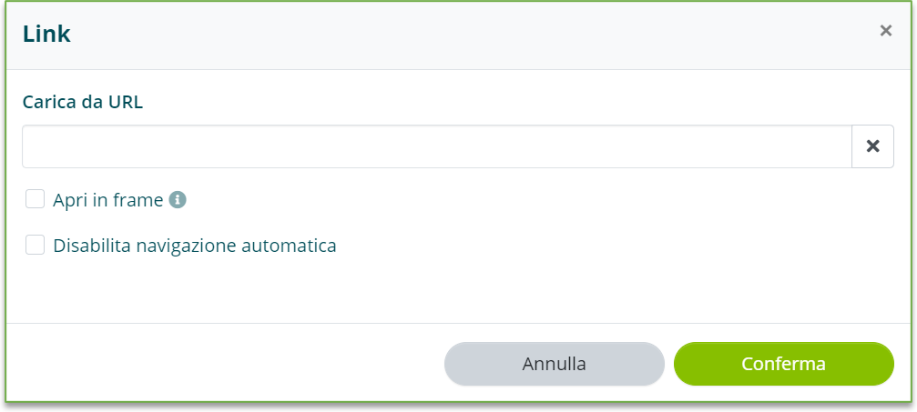 Collegamento di un link tramite URL
