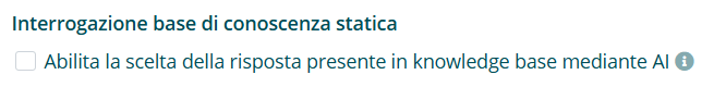 Impostazioni AI Generativa per interrogazione base di conoscenza statica