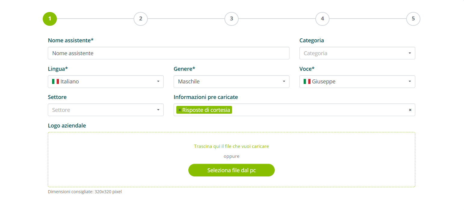 Primo step del Wizard: informazioni di base