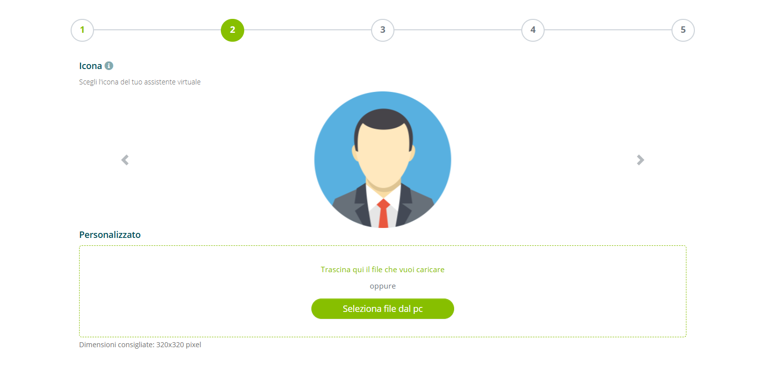 Secondo step del Wizard: icona dell'assistente