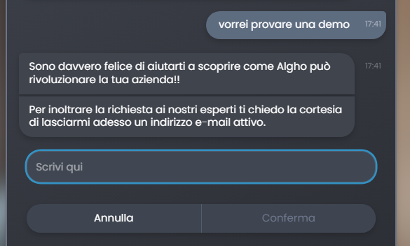 Form con pulsante Annulla visibile per l'interruzione manuale