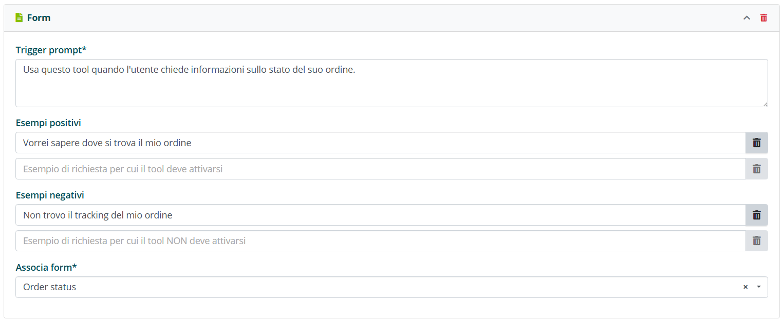 Esempio di tool form come post action