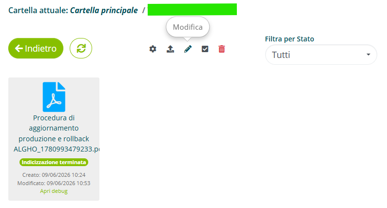 Pulsante Modifica per modificare un documento