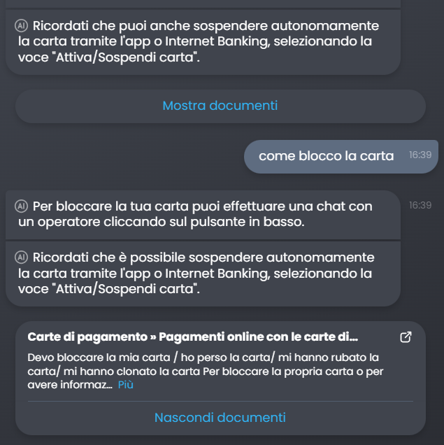 Mostra documenti dopo la risposta - stato OFF
