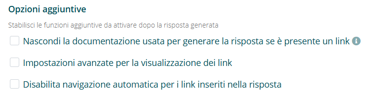 Sezione Opzioni aggiuntive dopo la risposta