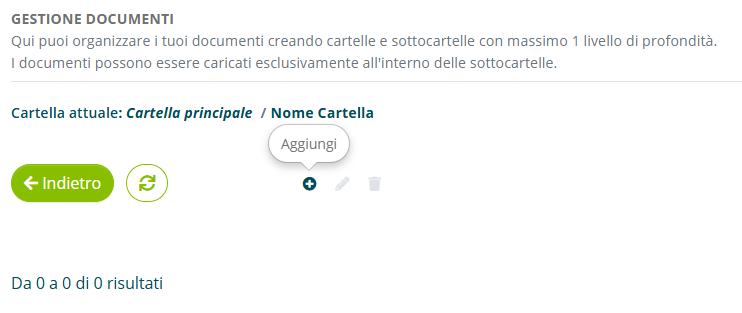 Pulsante Aggiungi per creare una sottocartella