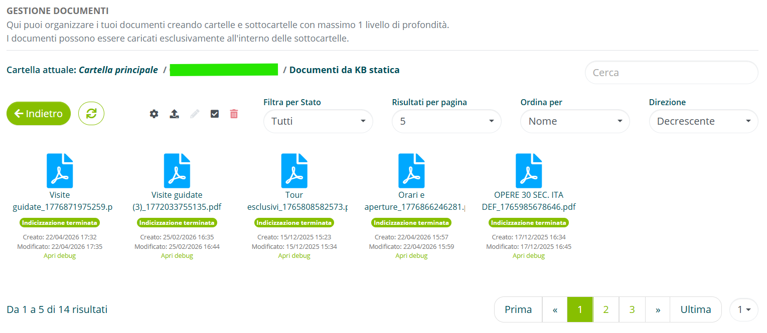 Contenuto di una sottocartella con documenti