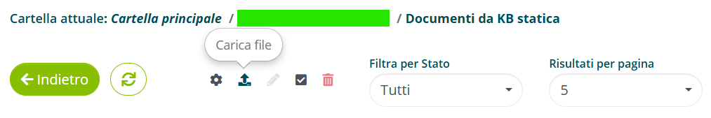 Pulsante Carica file per caricare documenti