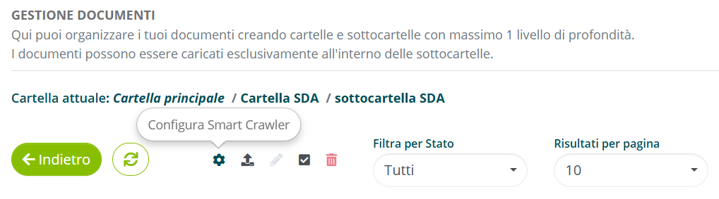 Opzione Configura Smart Crawler nella sottocartella