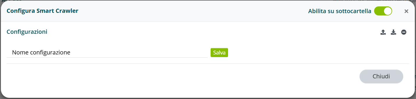 Finestra di creazione configurazione crawler