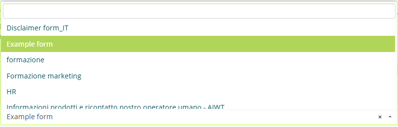 Elenco dei form disponibili nell'account da collegare