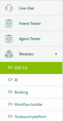 Pulsante Moduli e SDA 2.0 nel menu