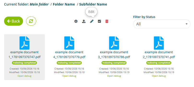 Pulsante Modifica per modificare un documento