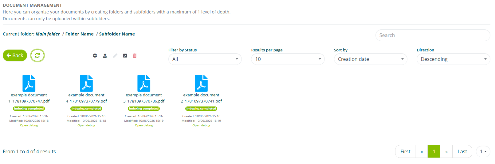 Contenuto di una sottocartella con documenti