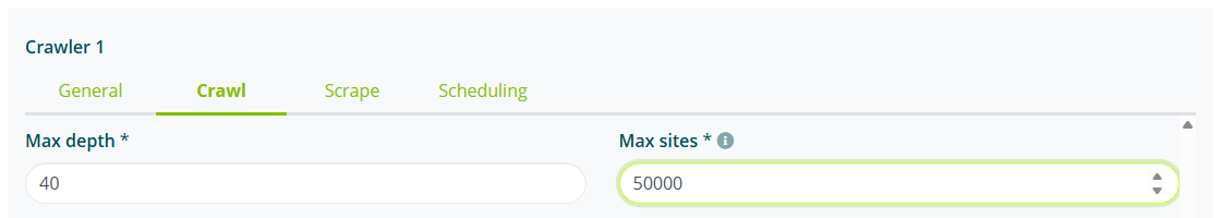 Maximum depth and maximum pages settings