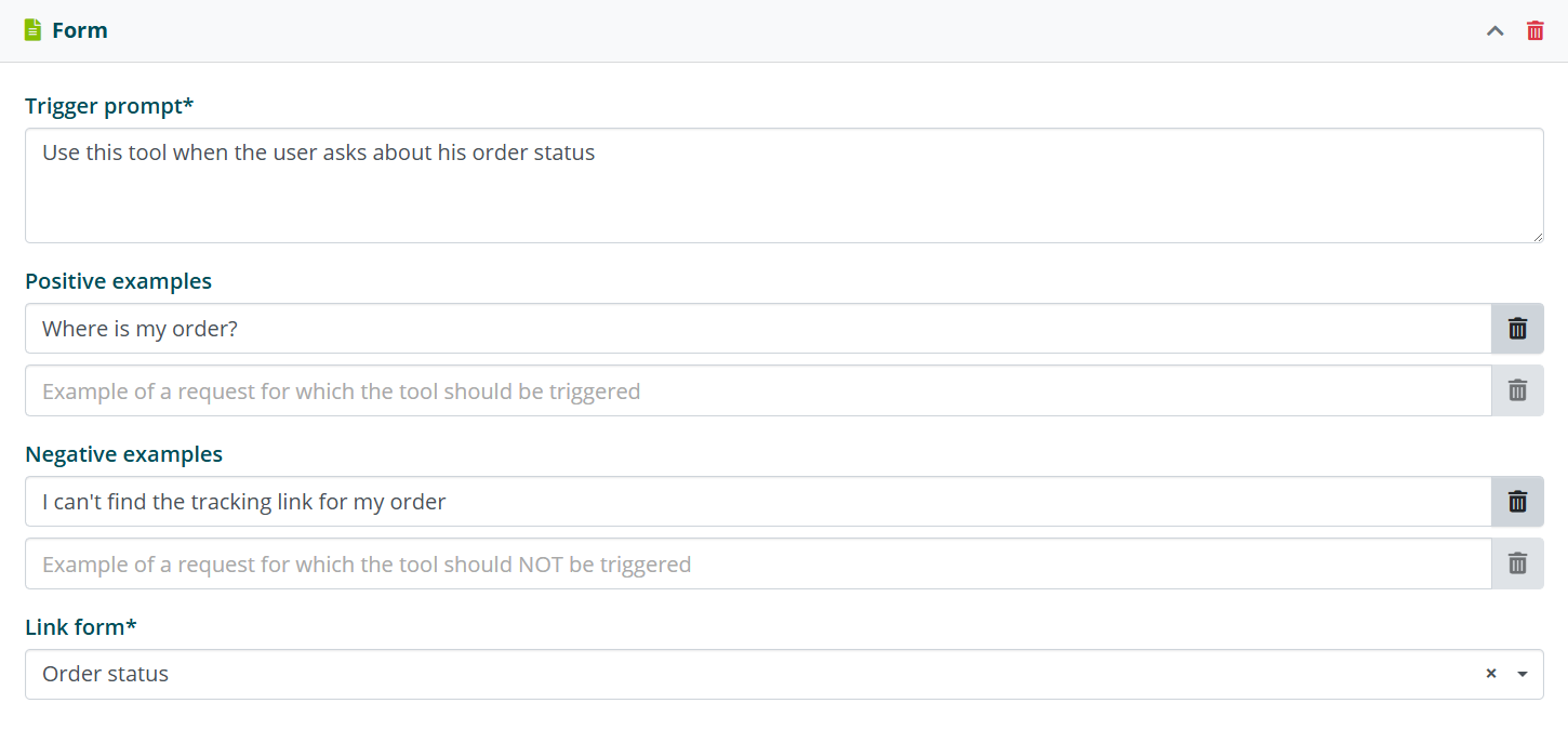 Esempio di tool form come post action